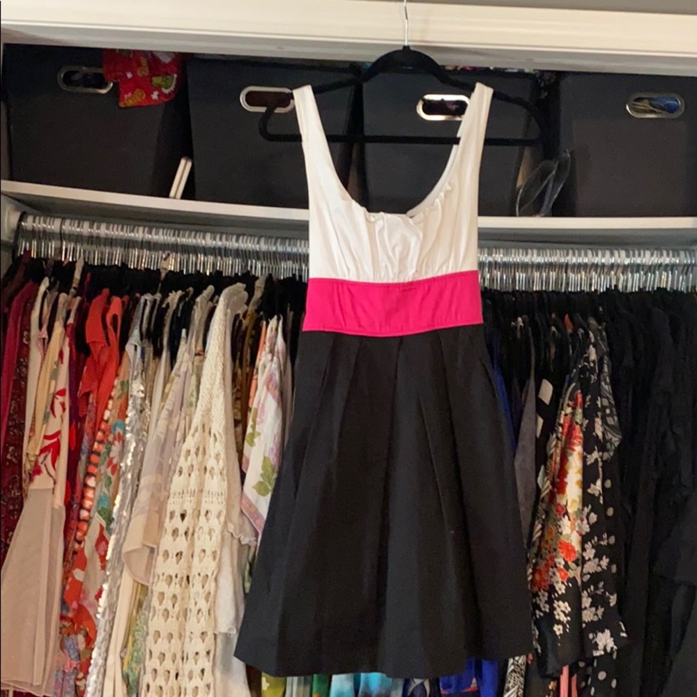 XOXO color block a-line knee length dress w/ sash